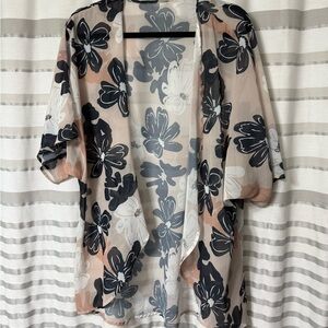 Floral Sheer Open-Front Kimono
